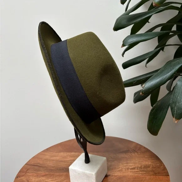 Olive Green Fedora Hat - Picture 2 of 7